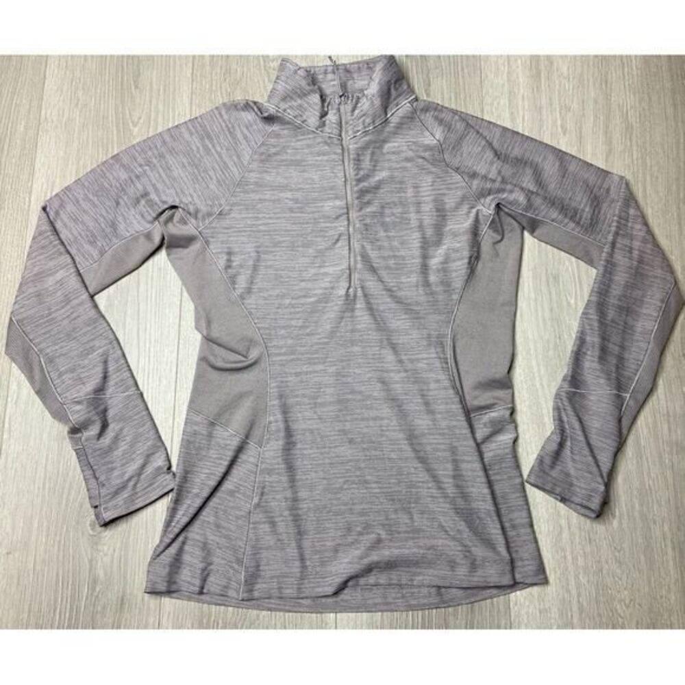 Mountain Hardwear Women Medium Gray Long Sleeve 1/4 Zip Thumb Holes Breathable‎